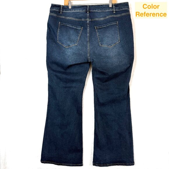 Bloomchic Stretchy Flare Jeans Womens US 22 3X Blue Dark Wash NEW - Picture 3 of 8